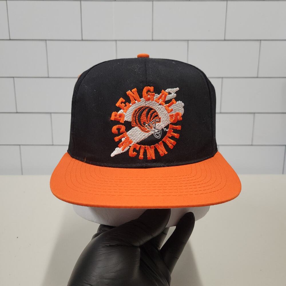 Vintage Cincinnati Bengals Team NFL Snapback Hat Black Orange Drew Pearson